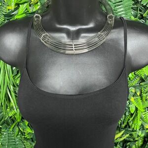 Caged Statement Silver Multi Strand Wire Collar Necklace Choker Adjustable 3801